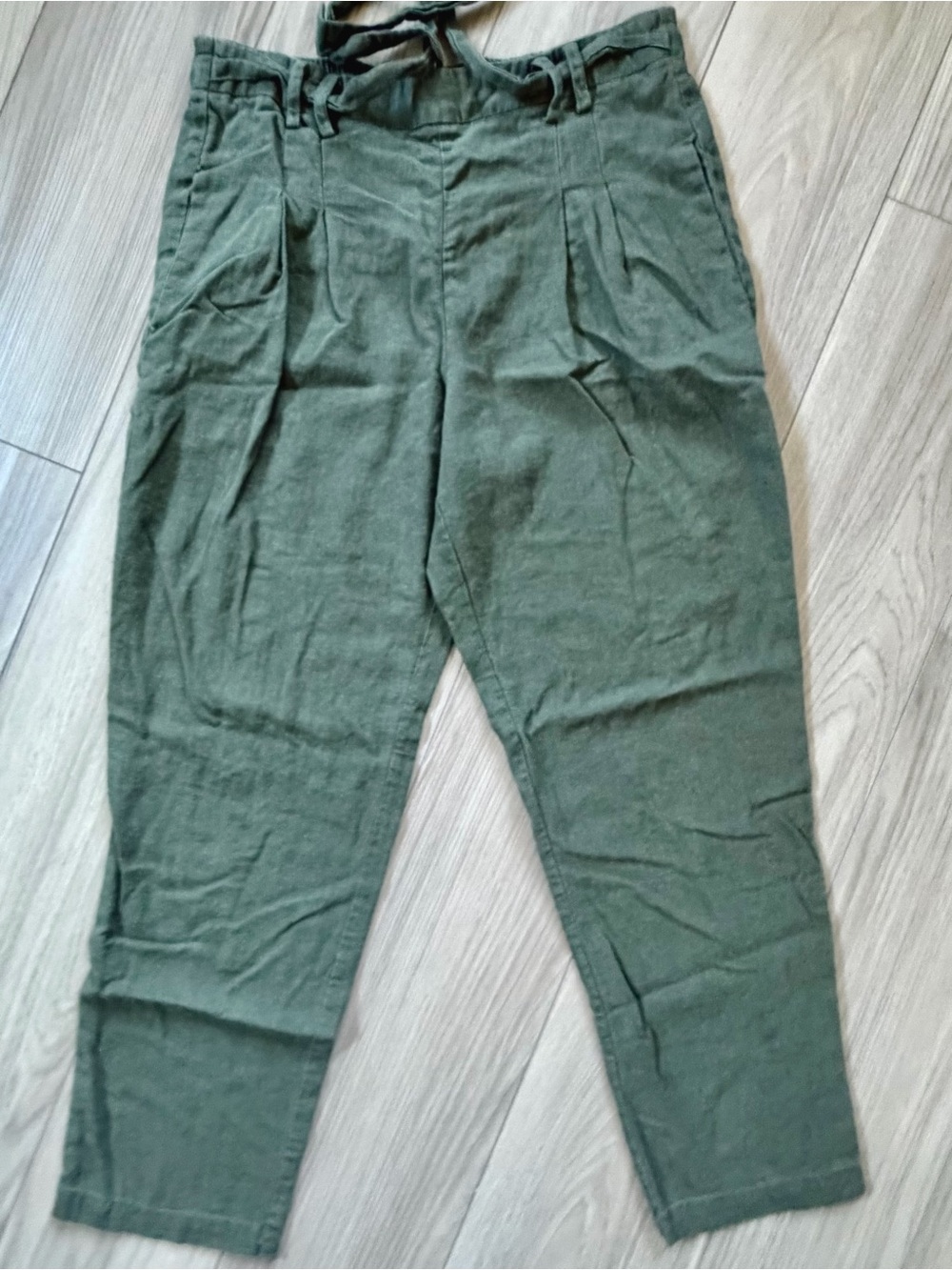 Love Tree Women's M Olive Linen Blend Pull On Straight Leg Pants